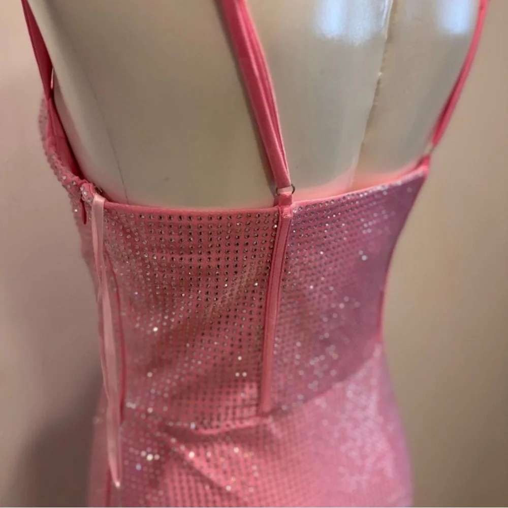 Stacees Sheath Pink V Neck Jersey Short/Mini Homecoming Dress with Beading